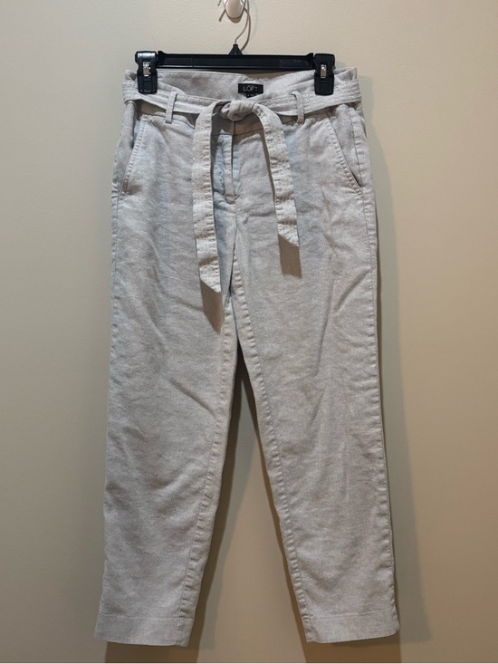 LOFT Pants - LOFT Light gray Cropped Paperbag Waist Tie Pants